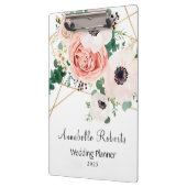 Elegante roze Waterverf bloemen personaliseren Klembord (Links)