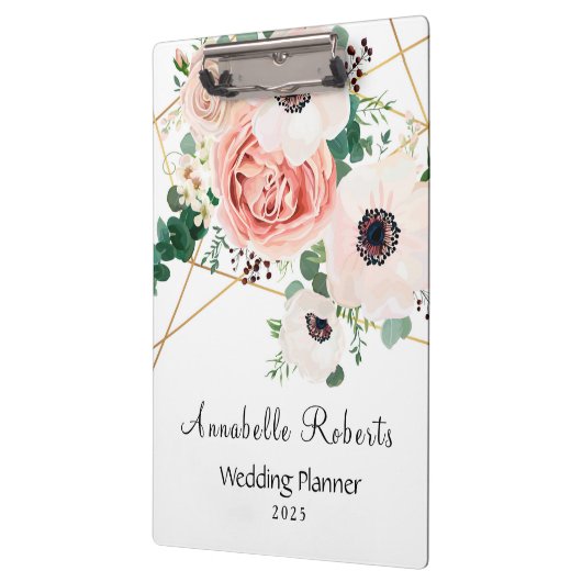 Elegante roze Waterverf bloemen personaliseren Klembord (Links)