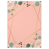 Elegante roze Waterverf bloemen personaliseren Klembord (Achterkant)