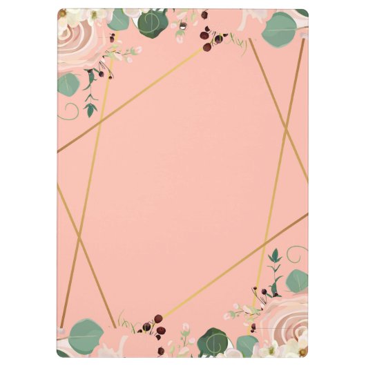 Elegante roze Waterverf bloemen personaliseren Klembord (Achterkant)