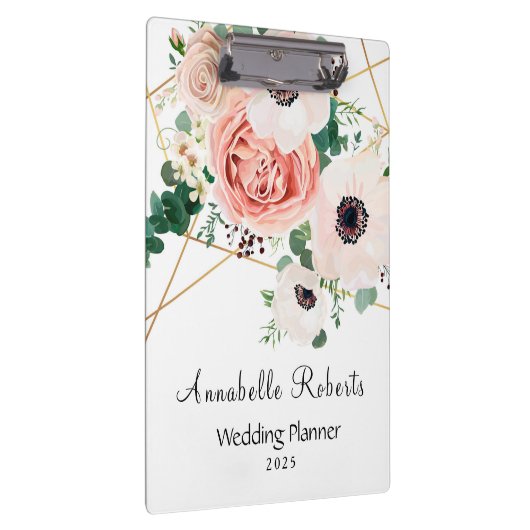 Elegante roze Waterverf bloemen personaliseren Klembord (Rechts)