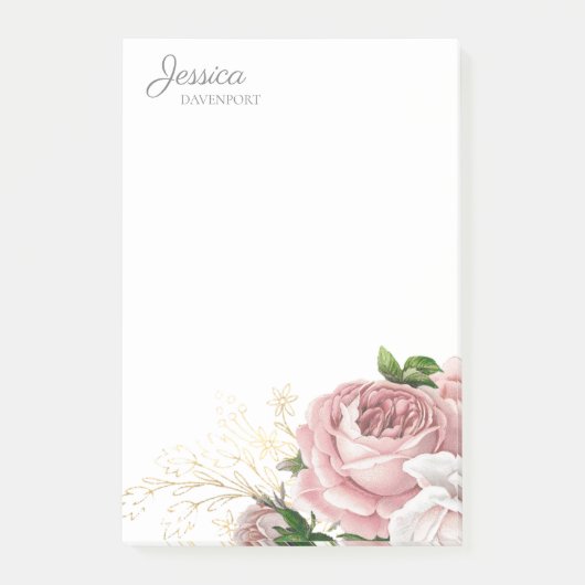 Elegante Roze Waterverf Bloemen Post-it® Notes (Voorkant)