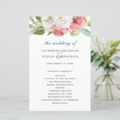 Elegante Roze Waterverf Bloemen Trouwprogramma (Staand voorkant)