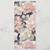 Elegante roze waterverf bloemenhortensia's Bruilof Menu (Achterkant)