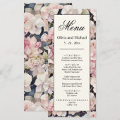 Elegante roze waterverf bloemenhortensia's Bruilof Menu (Voorkant / Achterkant)