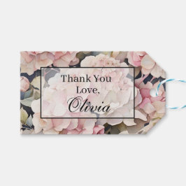 Elegante roze waterverf bloemenhortensia's cadeaulabel