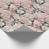 Elegante roze waterverf bloemenhortensia's cadeaupapier (Hoek)