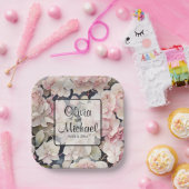 Elegante roze waterverf bloemenhortensia's papieren bordje (Feest)