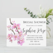 Elegante roze waterverf bloemenkersenbloesems kaart (Staand voorkant)