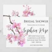 Elegante roze waterverf bloemenkersenbloesems kaart (Voorkant / Achterkant)