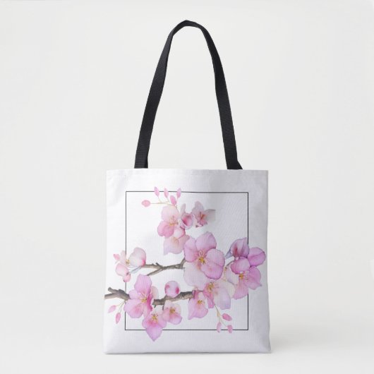 Elegante roze waterverf bloemenkersenbloesems tote bag (Voorkant)