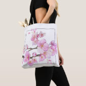 Elegante roze waterverf bloemenkersenbloesems tote bag (Dichtbij)