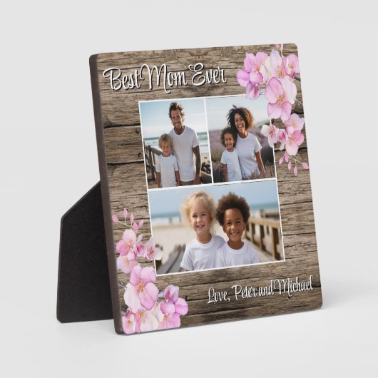Elegante roze waterverf bloemenpersonaliseer 3 fot fotoplaat (Voorkant)