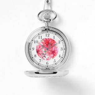 Elegante roze Waterverf bloemenstijlvolle chique v Horloge