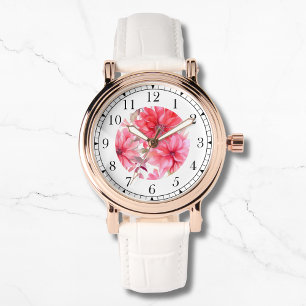 Elegante roze Waterverf bloemenstijlvolle chique v Horloge