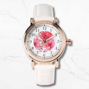 Elegante roze Waterverf bloemenstijlvolle chique v Horloge