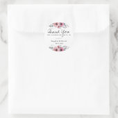 Elegante Roze Waterverf Bloemige Bedankt Ronde Sticker (Tas)