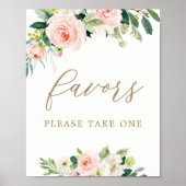 Elegante Roze Waterverf Bloemige Behandel Favors Poster (Voorkant)