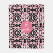 Elegante Roze Waterverf Bloemige Monogram Naam Fleece Deken (Voorkant)