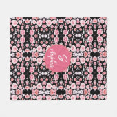 Elegante Roze Waterverf Bloemige Monogram Naam Fleece Deken (Voorkant (Horizontaal))