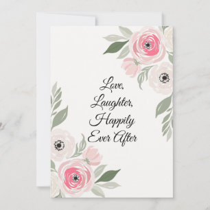 Elegante Roze Waterverf Bloemige Trouwcitaat Kaart