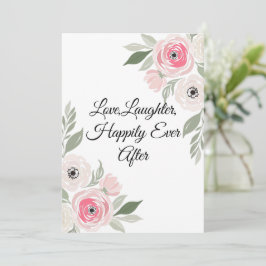 Elegante Roze Waterverf Bloemige Trouwcitaat Kaart