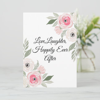 Elegante Roze Waterverf Bloemige Trouwcitaat Kaart