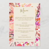 Elegante Roze Waterverf Bloemige Trouwdag Menu (Voorkant)