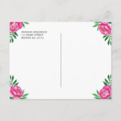 Elegante Roze Waterverf Bloemrijke Eerste Communie Uitnodiging Briefkaart (Achterkant)