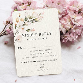 Elegante Roze Waterverf Bloemrijke Maaltijdkeuze RSVP Kaartje