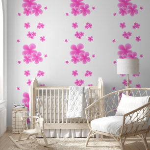 Elegante Roze Waterverf Bloemschil en Stick Behang