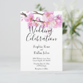 Elegante roze waterverf bloesems bruiloft kaart (Staand voorkant)