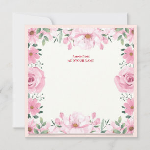 Elegante Roze Waterverf Botanische Dank Je Notitiekaartje