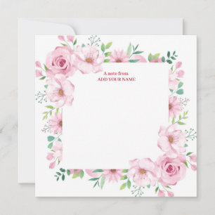 Elegante Roze Waterverf Botanische Dank Je Notitiekaartje