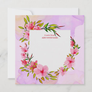 Elegante Roze Waterverf Botanische Dankjewel Notitiekaartje