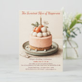Elegante roze Waterverf Cake Verjaardagsuitnodigin Kaart (Staand voorkant)