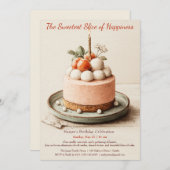 Elegante roze Waterverf Cake Verjaardagsuitnodigin Kaart (Voorkant / Achterkant)