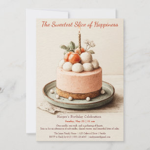 Elegante roze Waterverf Cake Verjaardagsuitnodigin Kaart