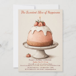 Elegante roze Waterverf Cake Verjaardagsuitnodigin Kaart