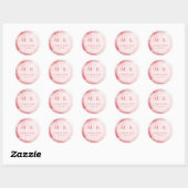 Elegante Roze Waterverf Cirkel Ronde Sticker (Vel)