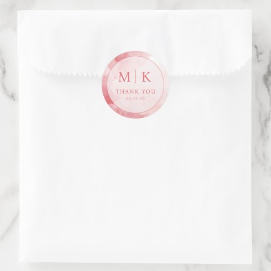 Elegante Roze Waterverf Cirkel Ronde Sticker (Tas)
