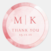 Elegante Roze Waterverf Cirkel Ronde Sticker (Voorkant)