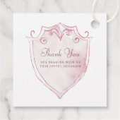 Elegante Roze Waterverf Crest doop Bedankjes Labels (Achterkant)