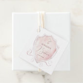 Elegante Roze Waterverf Crest doop Bedankjes Labels (In situ)