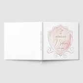 Elegante Roze Waterverf Crest doop Gastenboek (Volledig)