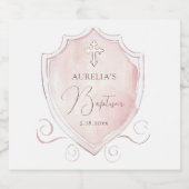 Elegante Roze Waterverf Crest doop Likeurfles Etiket (Enkel label)