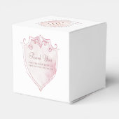 Elegante Roze Waterverf Crest Doopsel Kubus Bedankdoosjes (Achterkant)