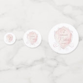 Elegante Roze Waterverf Crest dooptafel Confetti (Achterkanten)