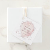 Elegante Roze Waterverf Crest Eerste Communie Bedankjes Labels (In situ)