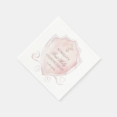 Elegante Roze Waterverf Crest Eerste Communie Servet (Hoek)